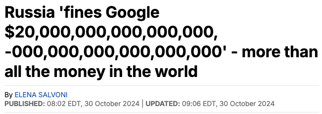 俄罗斯对谷歌开出20000000000000000000000000000000