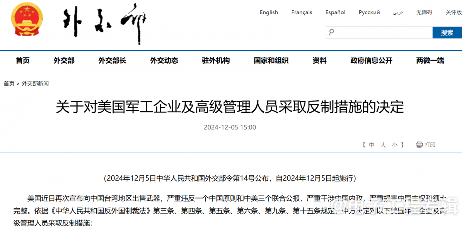 中方第二波反制！针对美国军工企业和管理人员名单公布