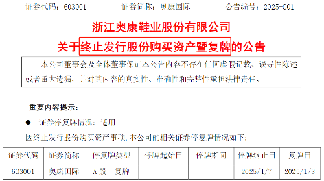 “温州鞋王”奥康国际终止收购芯片企业联和存储，复牌后股价跌停
