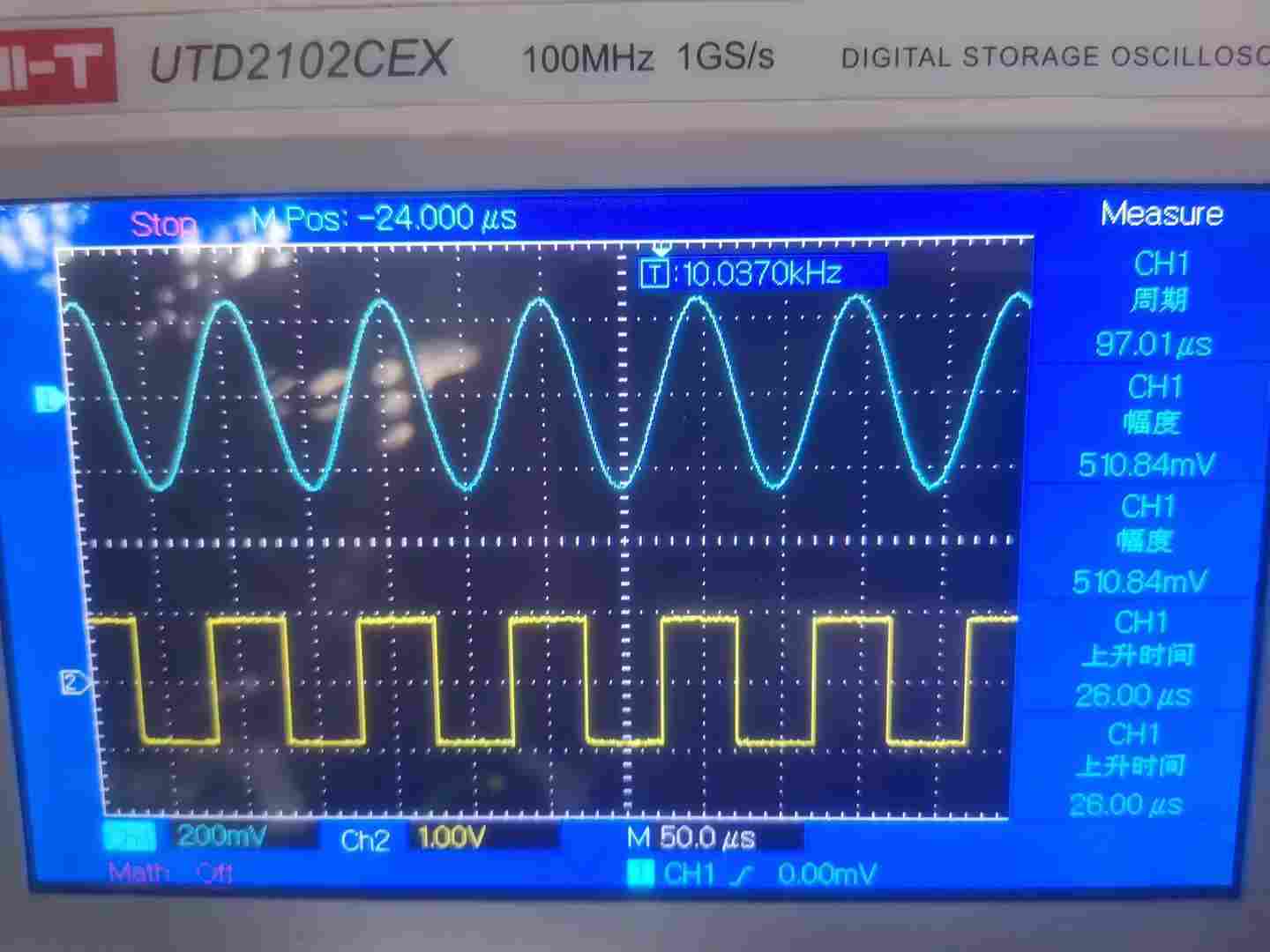 基于STM32F103驱动AD9954 高速DDS信号发生器模块输出波形信号(图15) 基于STM32F103驱动AD9954 高速DDS信号发生器模块输出波形信号(图15)